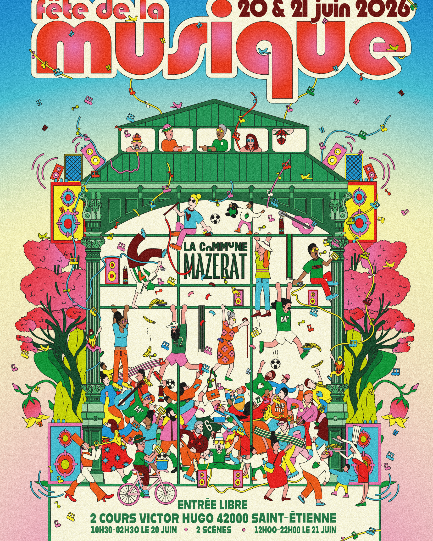 Week-end F&ecirc;te de la Musique &agrave; La Commune Mazerat les 20 & 21 juin : 24h de musique avec DJ sets, concerts, karaok&eacute;, boom kids, brunch musical et animations. 22 artistes pour une ambiance festive et conviviale ouverte &agrave; tous. Line-up &agrave; venir.