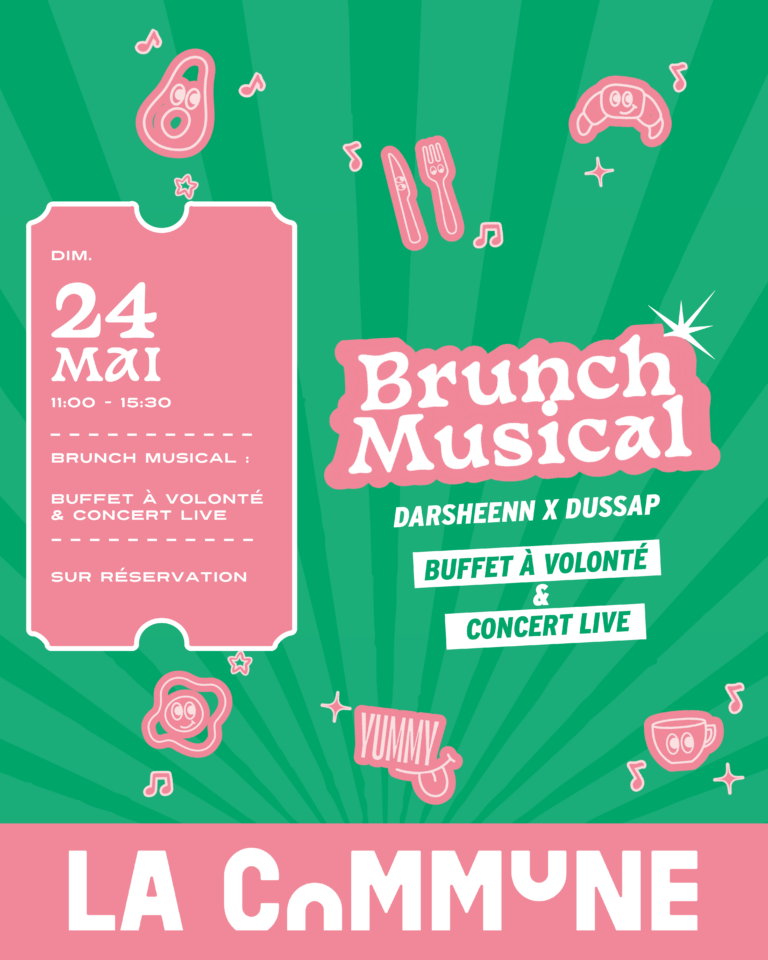 Brunch musical à Saint-Étienne avec Darsheen x Dussap. Buffet à volonté et concert live pour un dimanche gourmand et festif en deux services.