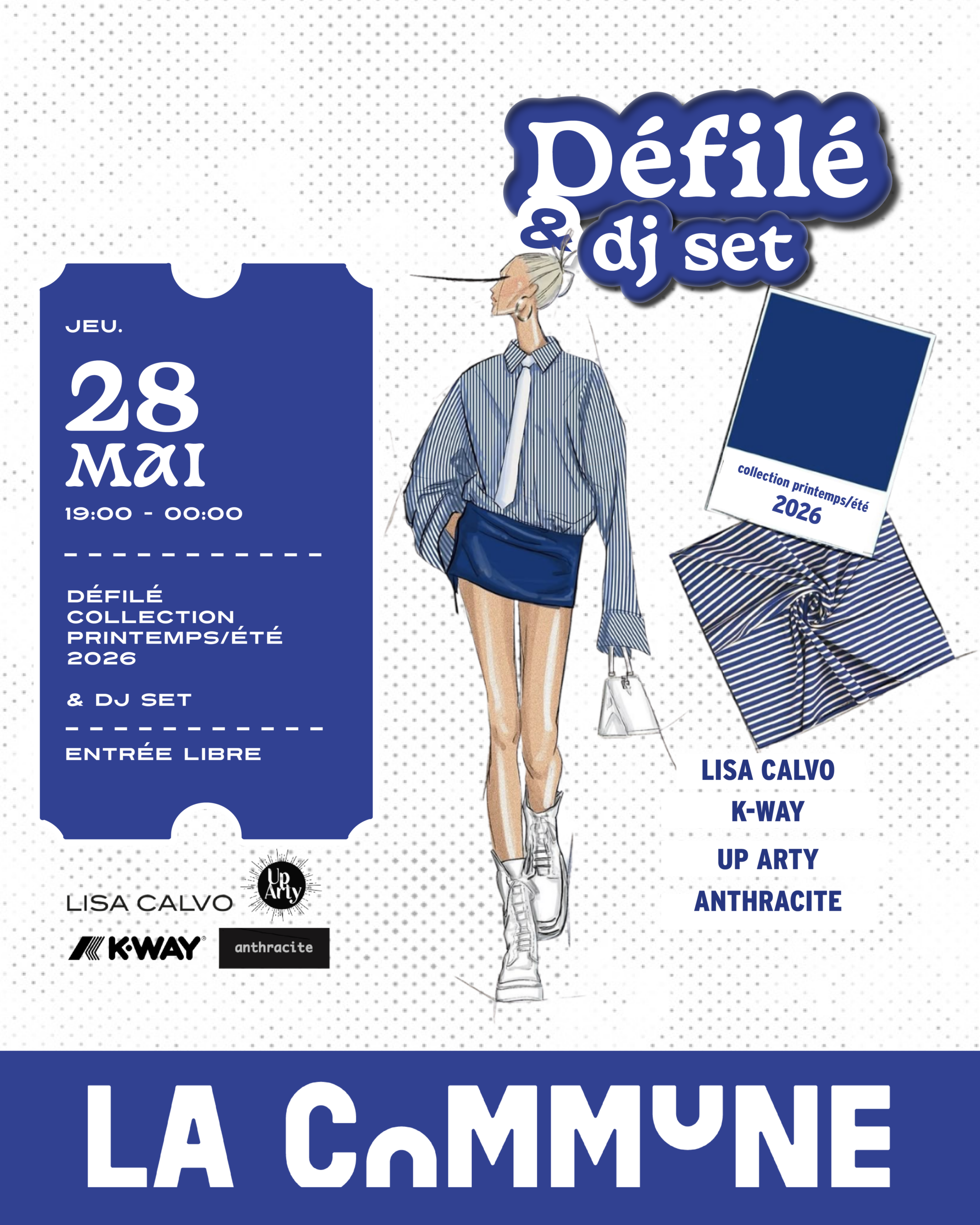 D&eacute;fil&eacute; Lisa Calvo &agrave; Saint-&Eacute;tienne &ndash; Collection Printemps-&Eacute;t&eacute; avec marques invit&eacute;es et DJ set. Une soir&eacute;e mode et musique immersive.