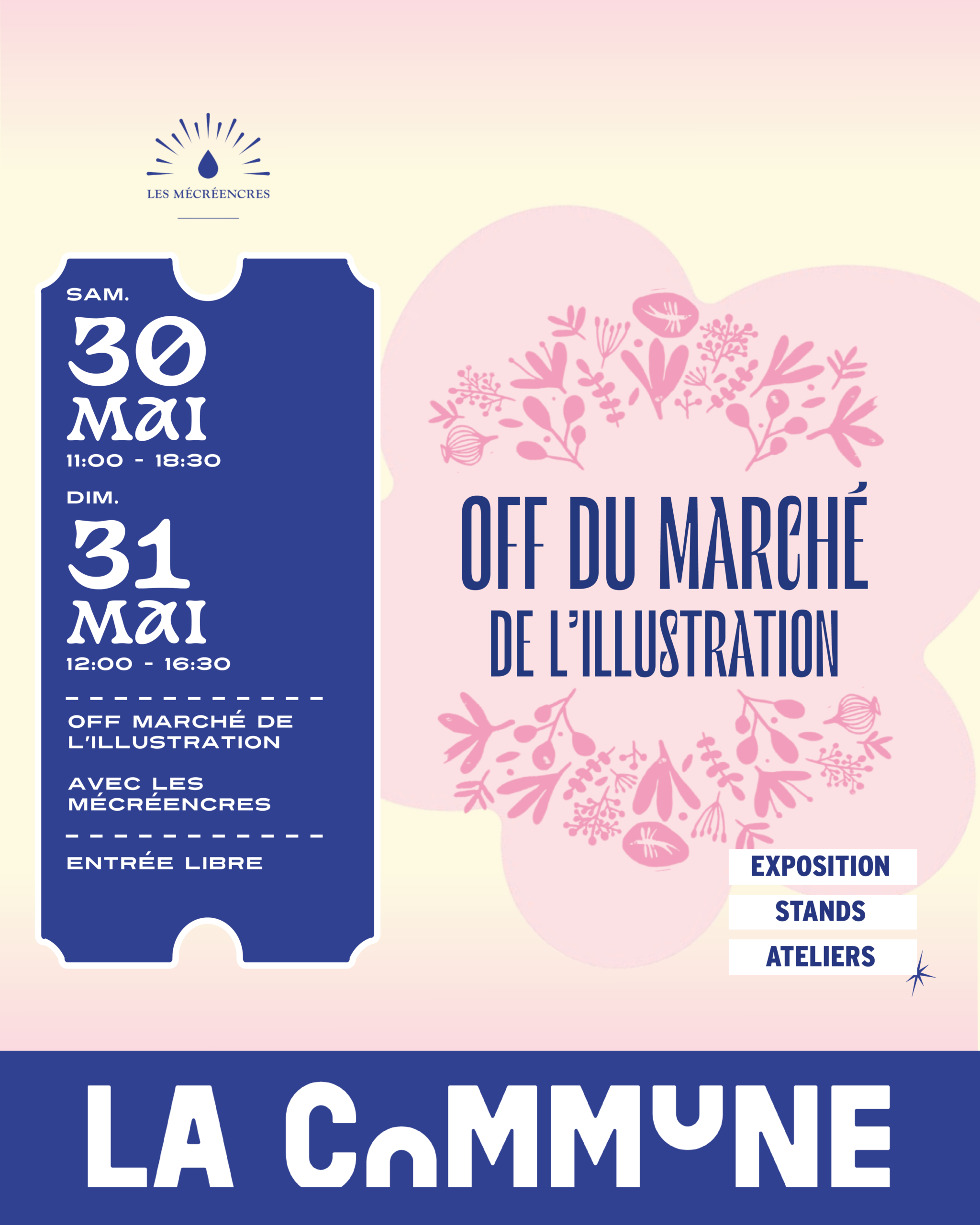 OFF du March&eacute; de l&rsquo;Illustration &agrave; Saint-&Eacute;tienne : exposition Magie Estivale des M&eacute;cr&eacute;encres et atelier cyanotype cr&eacute;atif du 30 mai au 7 juin.