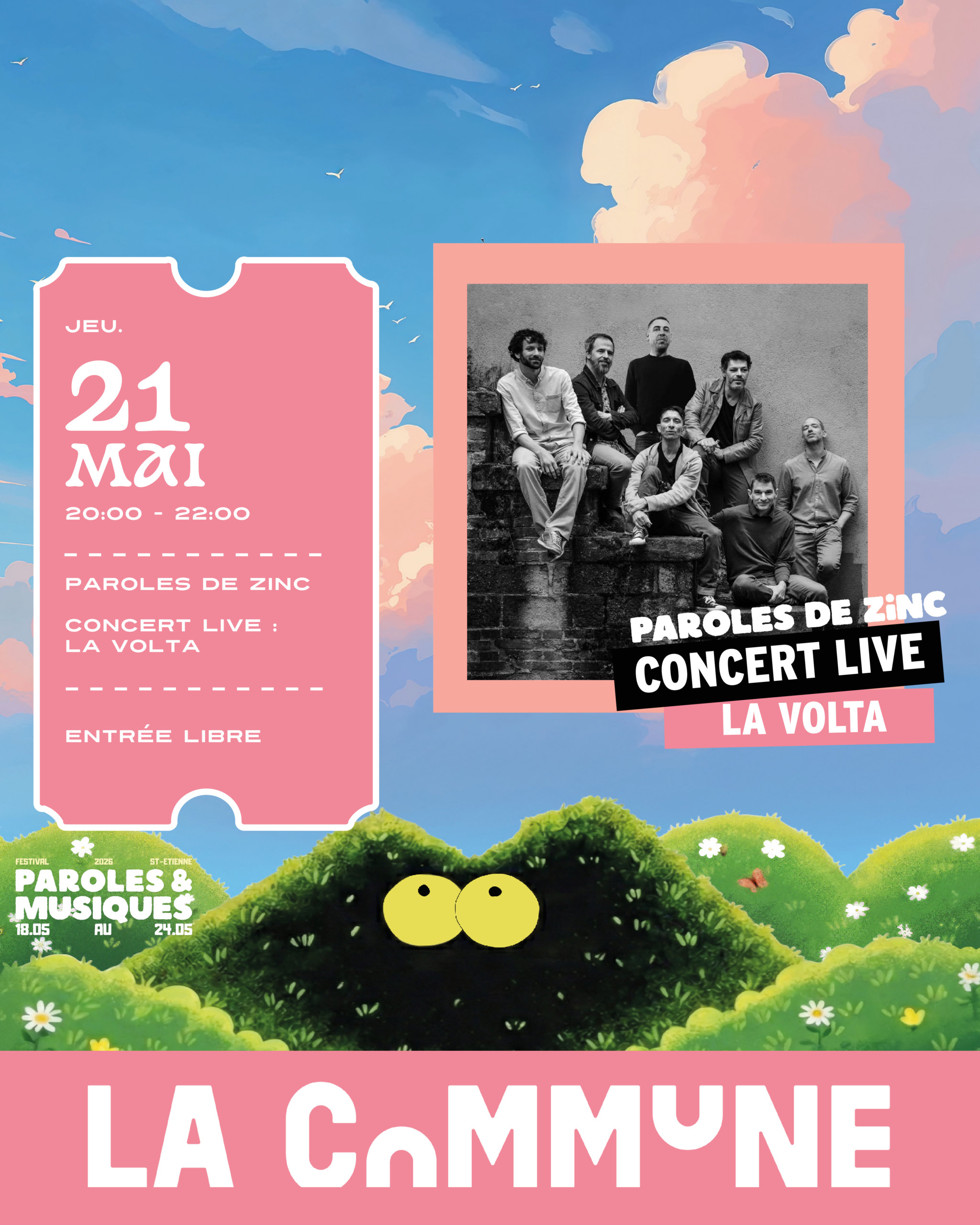Concert live de La Volta &agrave; Saint-&Eacute;tienne dans le cadre de Paroles de Zinc et Paroles & Musiques. Une soir&eacute;e musicale gratuite et immersive.