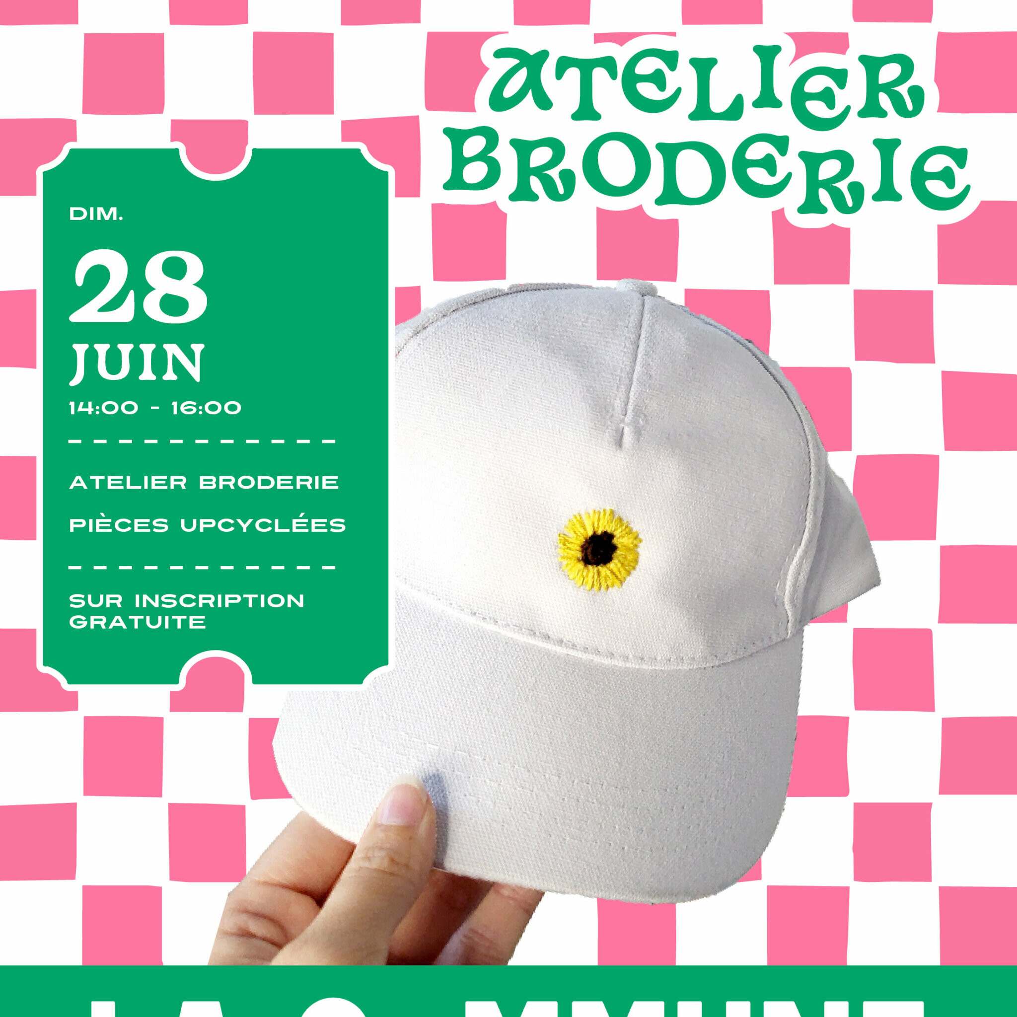 Atelier broderie sur v&ecirc;tements de seconde main &agrave; Lieu-dit avec Le Dressing de L&eacute;a. Cr&eacute;ation personnalis&eacute;e, tous niveaux, sur inscription.