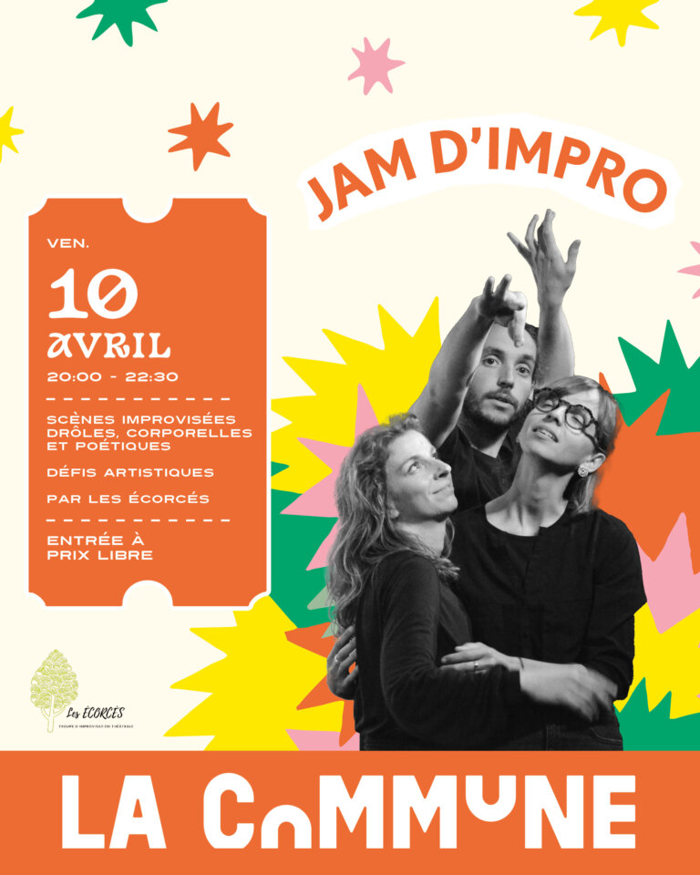 Jam d’impro avec Les Écorcés à La Commune : 2h30 de théâtre improvisé, défis artistiques, humour et performances spontanées à découvrir.