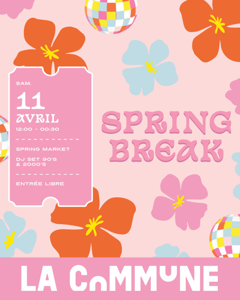 Découvrez Spring Break à Lyon : marché des créateurs avec friperies funky, bijoux faits main et créations originales, suivi d’un DJ set années 90/2000. Entrée libre.