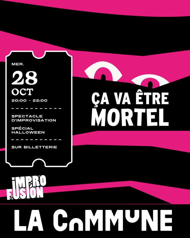 Pour Halloween, Improfusion présente un spectacle d’improvisation terrifiant et décalé à La Commune à Lyon. Histoires, humour et surprises dès 5 €.