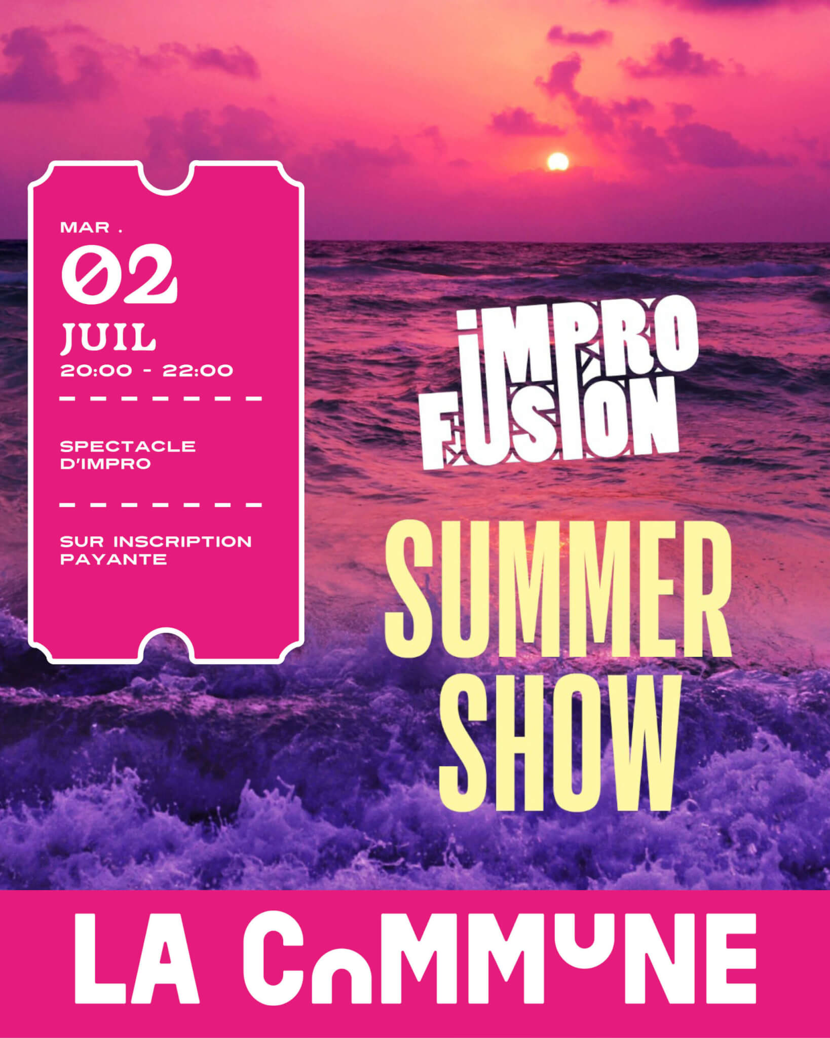 Affiche colorée du spectacle d’impro 