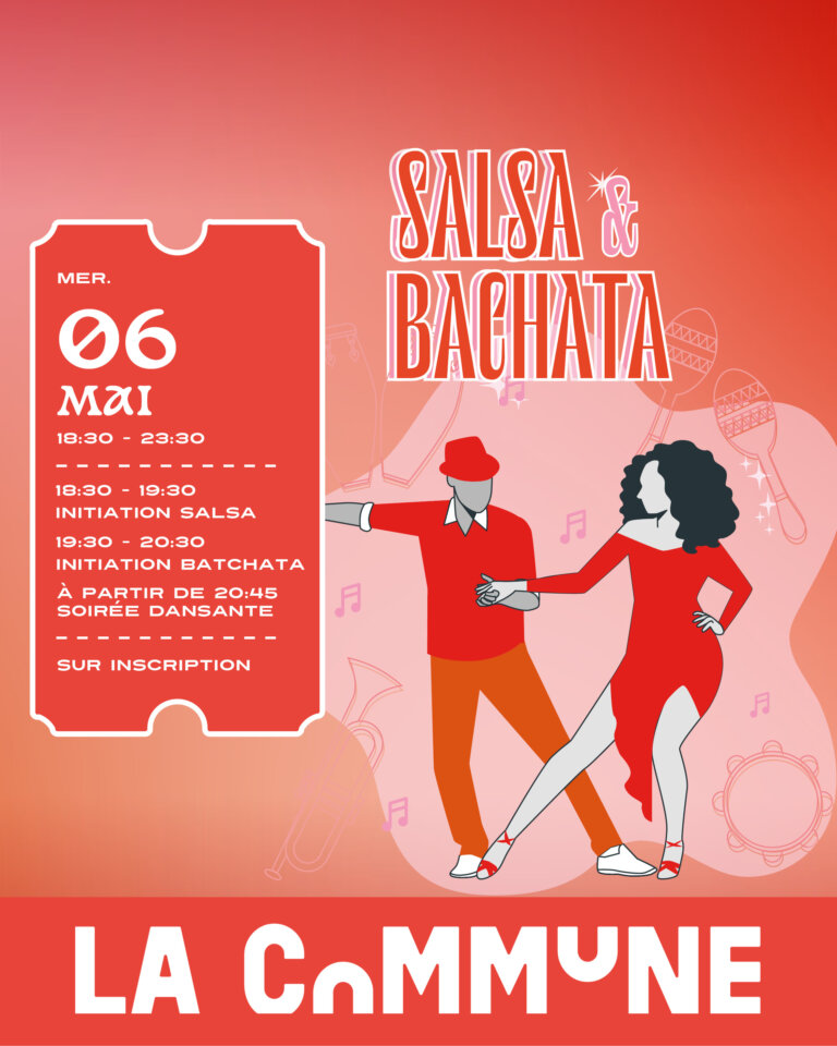 Soirée salsa & bachata : initiations pour tous niveaux dès 18h30, puis DJ set enflammé pour danser toute la nuit !