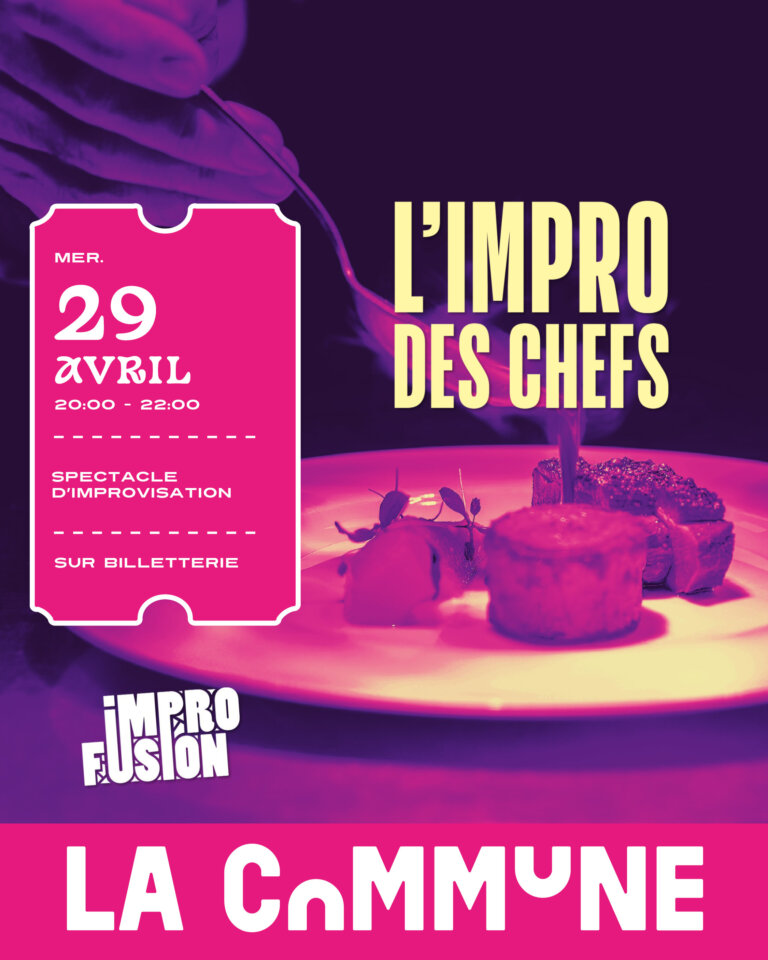 Spectacle d’improvisation à thème culinaire : défis, humour et création en direct. Une soirée immersive et originale à découvrir.