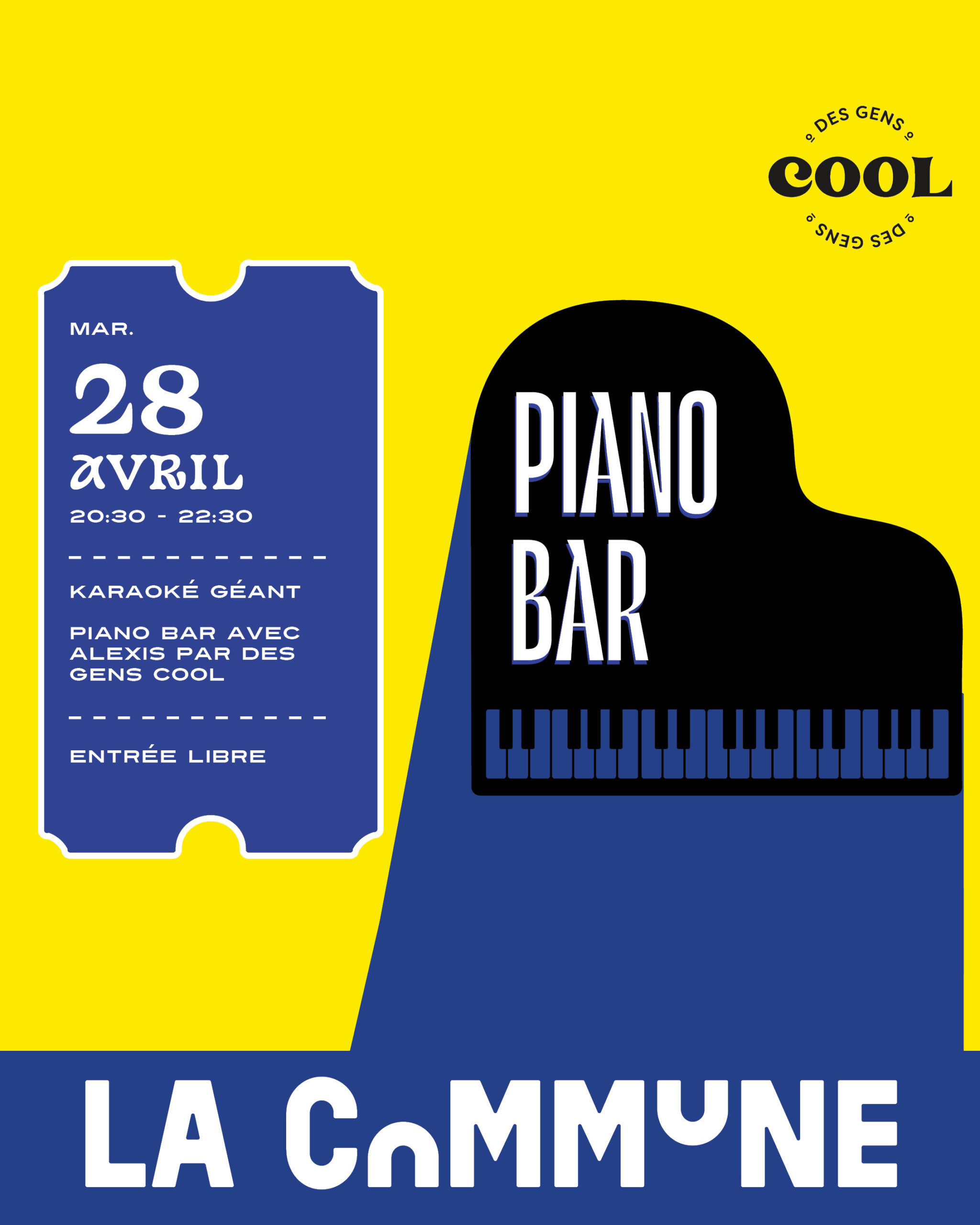piano bar à la commune le 28 avril