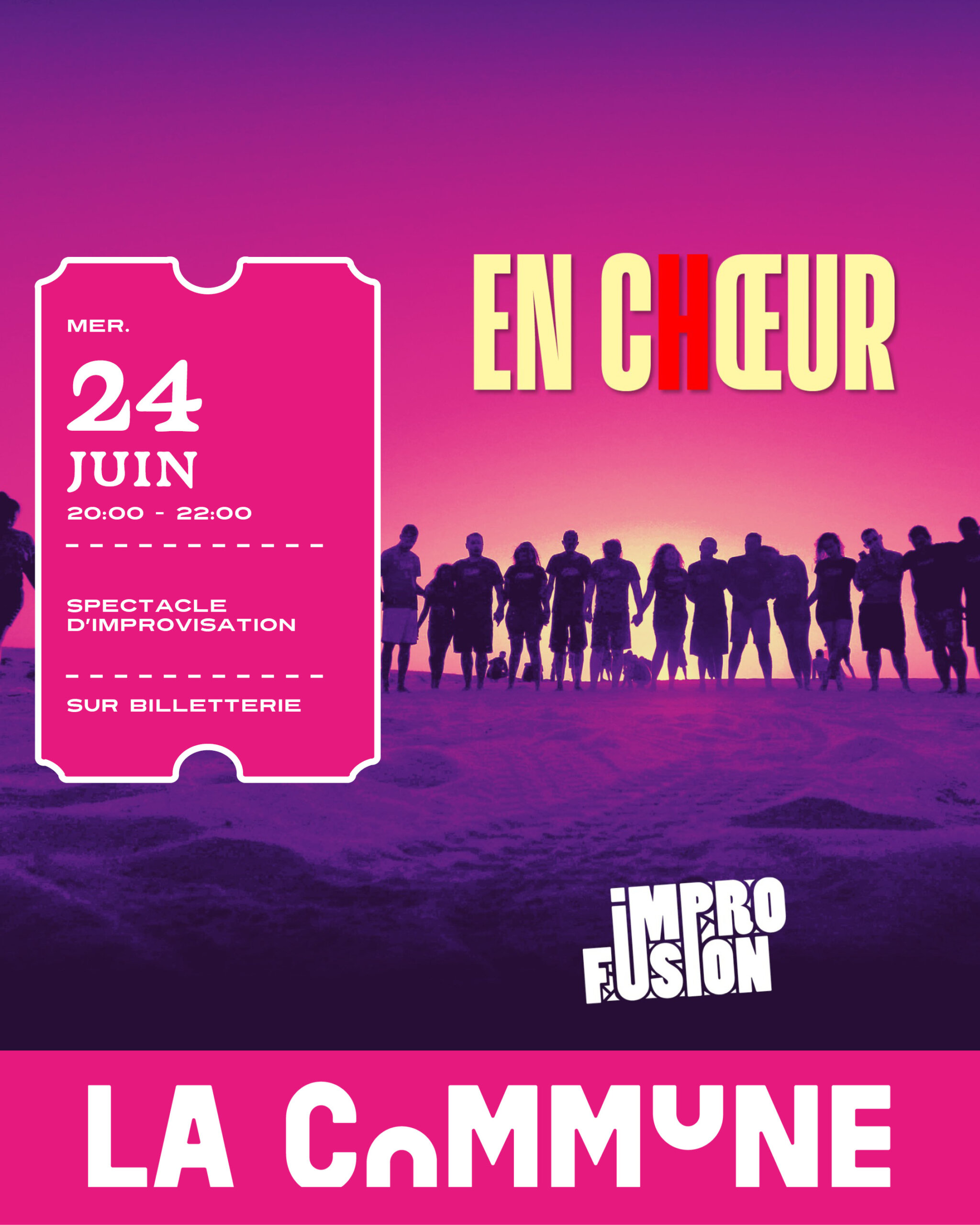 Spectacle d’improvisation théâtrale à Lyon le 20 mai 2026 : scènes entièrement improvisées, humour, surprises et interaction avec le public. Sur billetterie .
