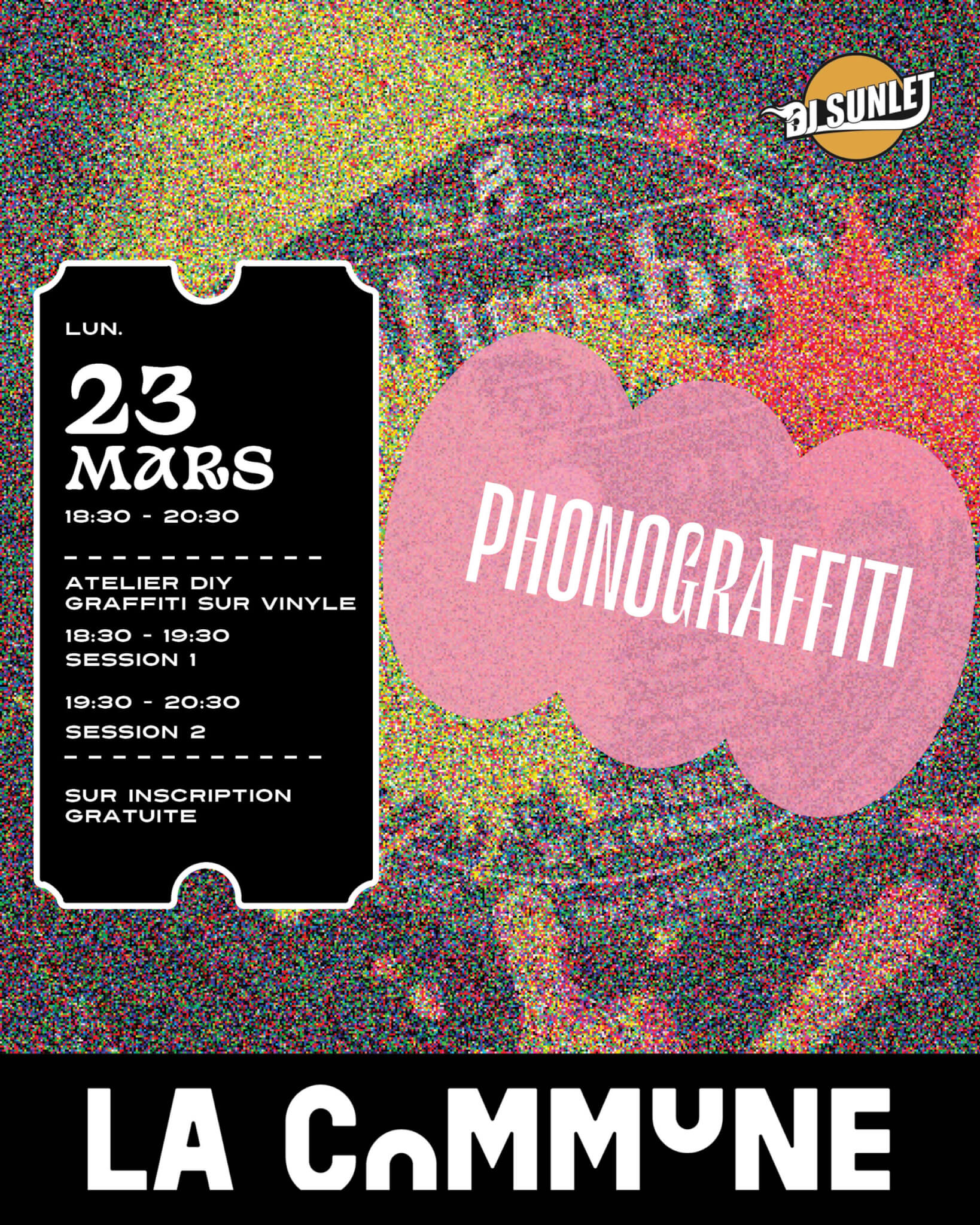 Atelier Phonograffiti à La Commune : customisation de vinyles en DIY avec DJ Sunlet, sessions gratuites le 23 mars