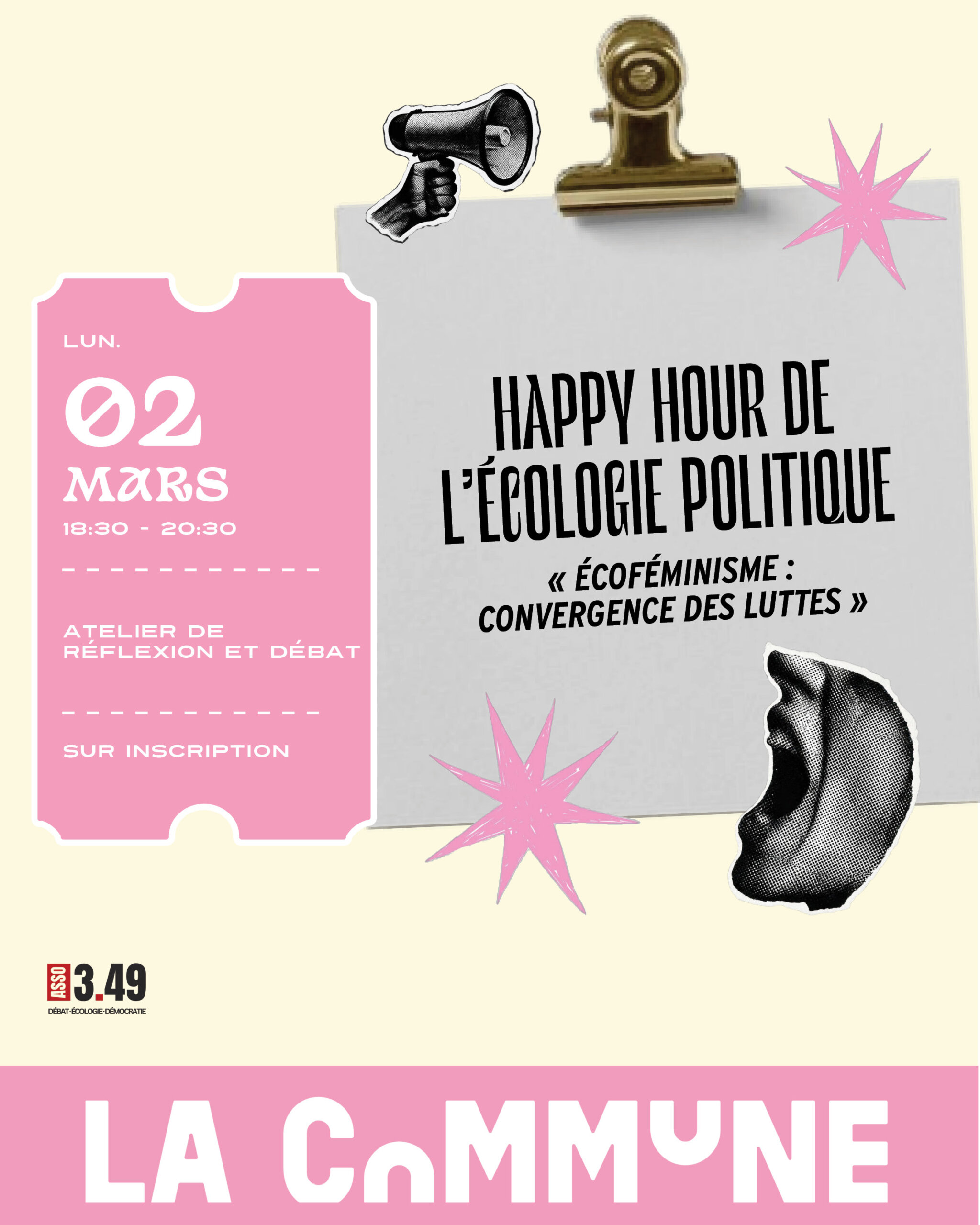 Participez aux Happy Hours de l’écologie politique : ateliers participatifs autour de l’écoféminisme, de la convergence des luttes et des grands enjeux de société, dans un cadre convivial et accessible à tous.