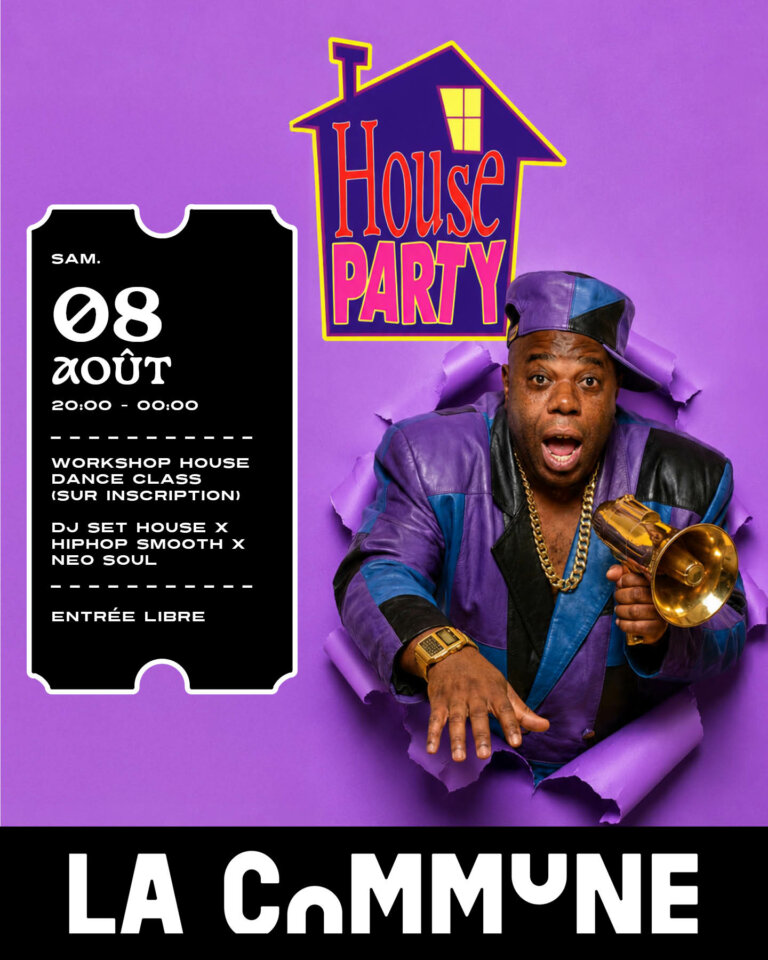 Découvrez House Party, une soirée dédiée à la House Dance, au Hip-Hop et à la Neo Soul. Workshop danse, DJ sets et ambiance nineties au programme.