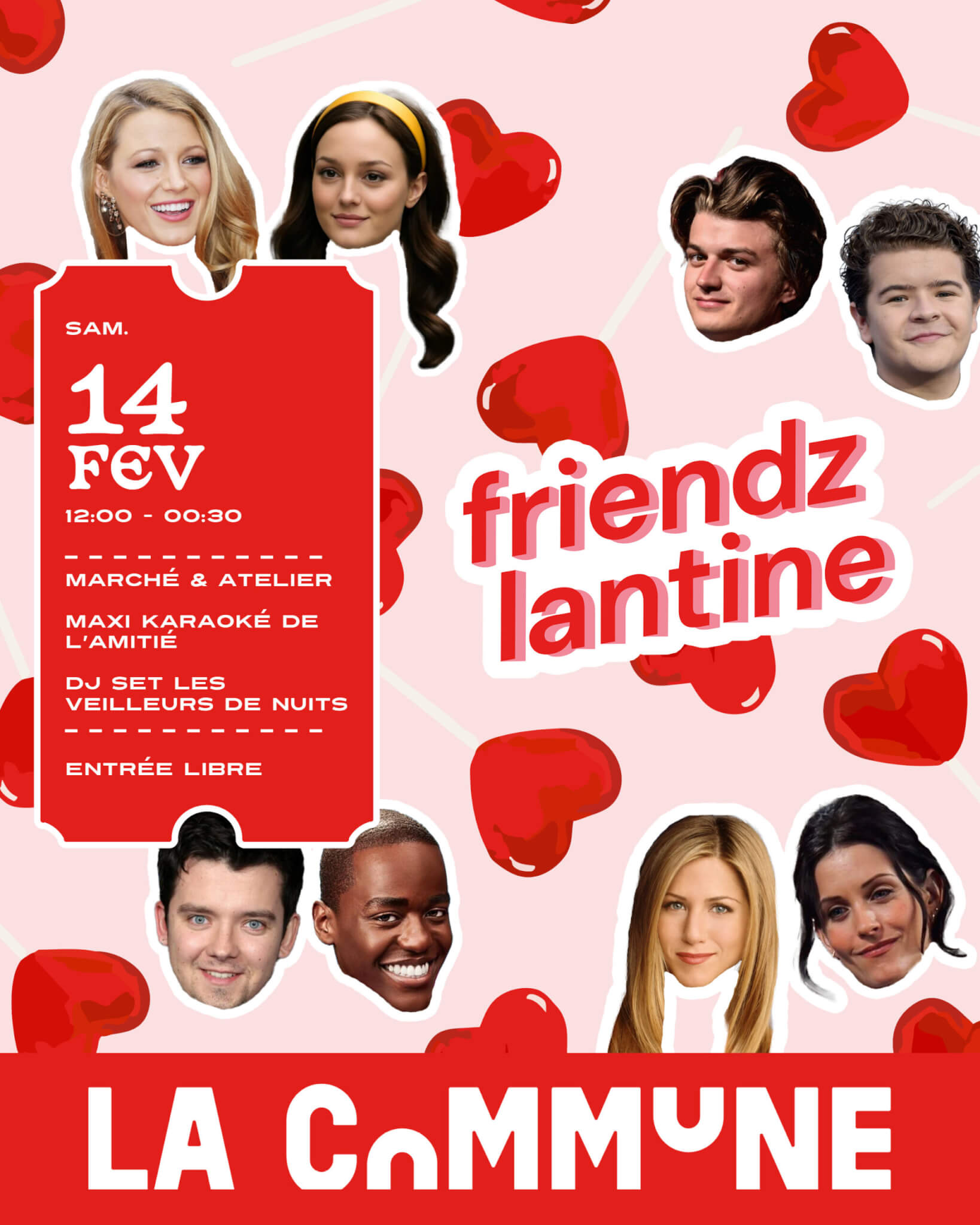 Friendzlantine : fêtez l’amour et l’amitié à Lyon. Ateliers créatifs, friperie, maxi-karaoké collectif et DJ set. Entrée libre pour tous !