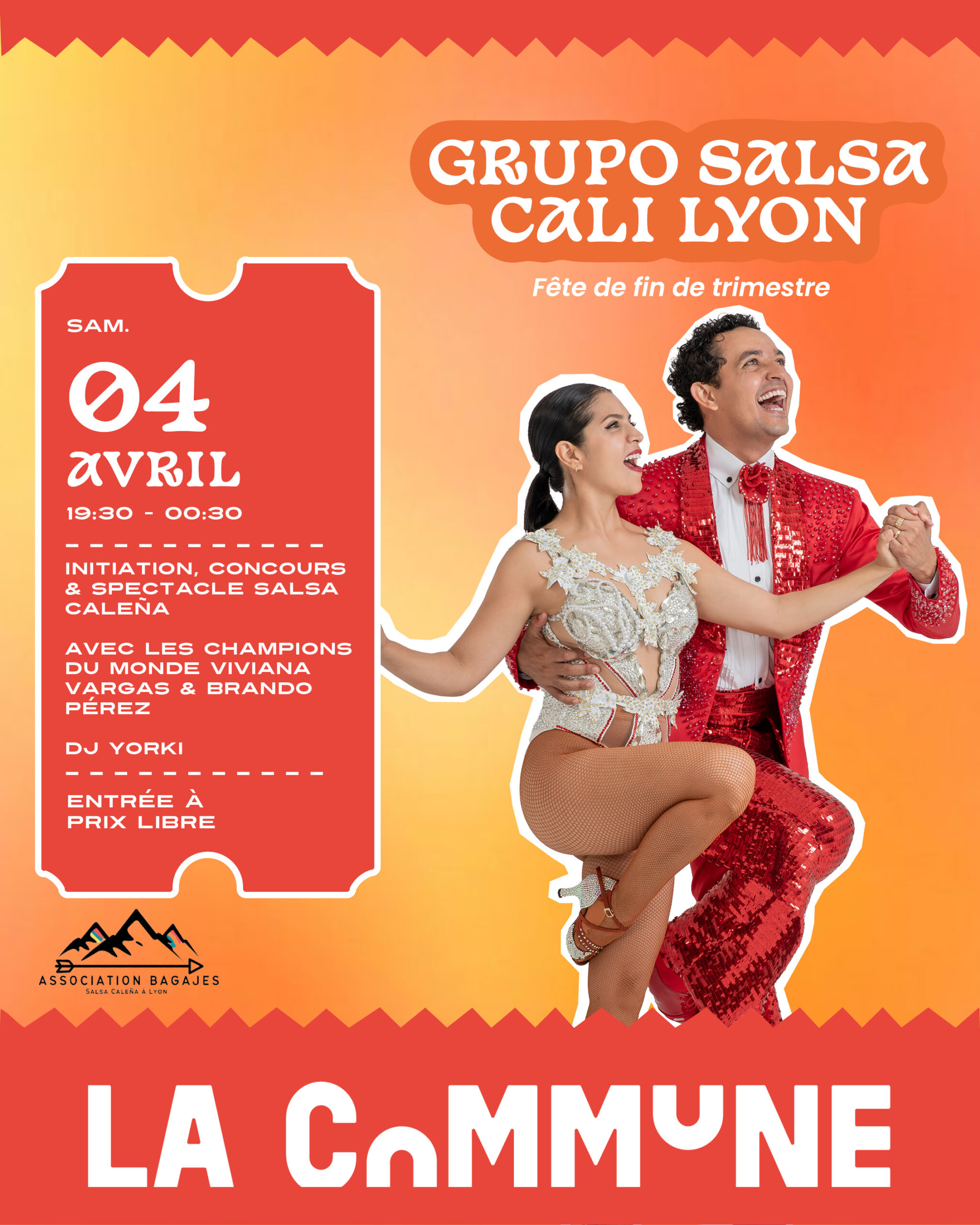 Soir&eacute;e salsa cale&ntilde;a &agrave; Lyon : initiation, concours, shows et DJ set dans une ambiance festive. &Eacute;v&eacute;nement ouvert &agrave; tous niveaux.
