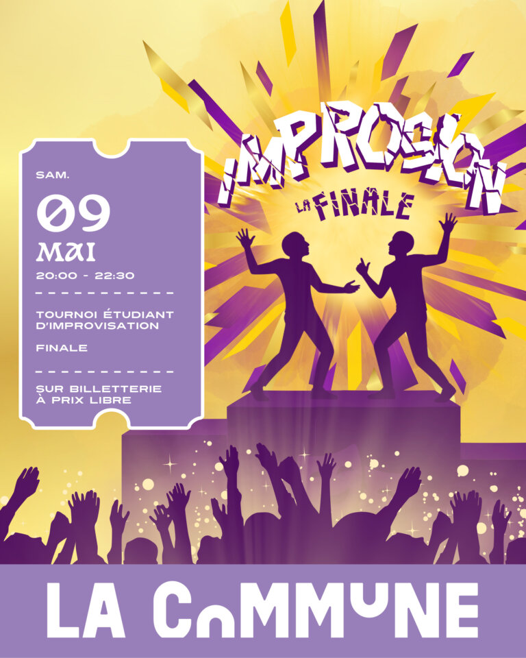 Assistez à la finale du tournoi étudiant d’improvisation IMPROSION à Lyon : un spectacle drôle, interactif et à prix libre où le public vote pour la meilleure troupe.