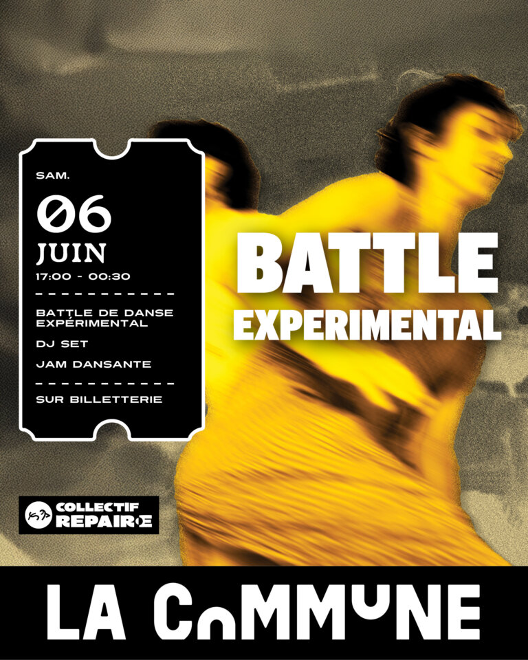 Découvrez le Battle Expérimental du Collectif Repair•e : performances dansées, improvisation, concept surprise, DJ set et jam dansante dans une ambiance immersive et festive.