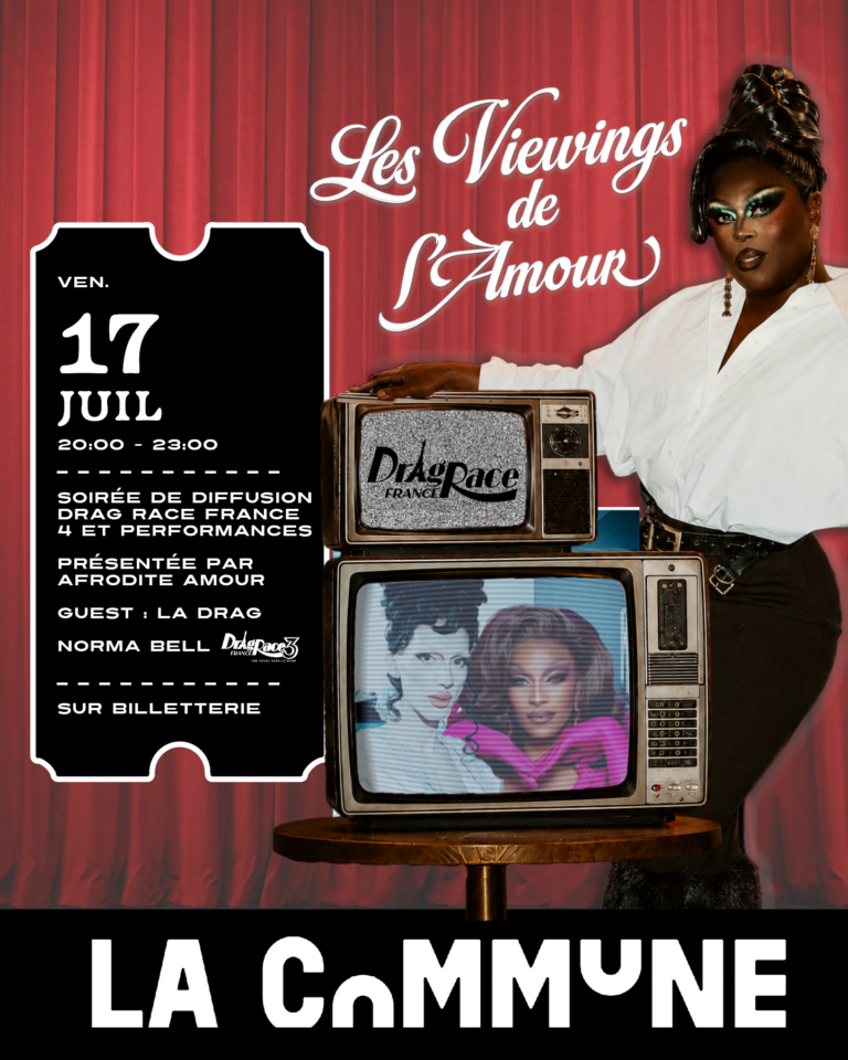 Rejoignez Afrodite Amour pour les Viewing Party Drag Race All Stars France à La Commune. Épisodes, performances drag et invité·es exceptionnelles tout l'été.