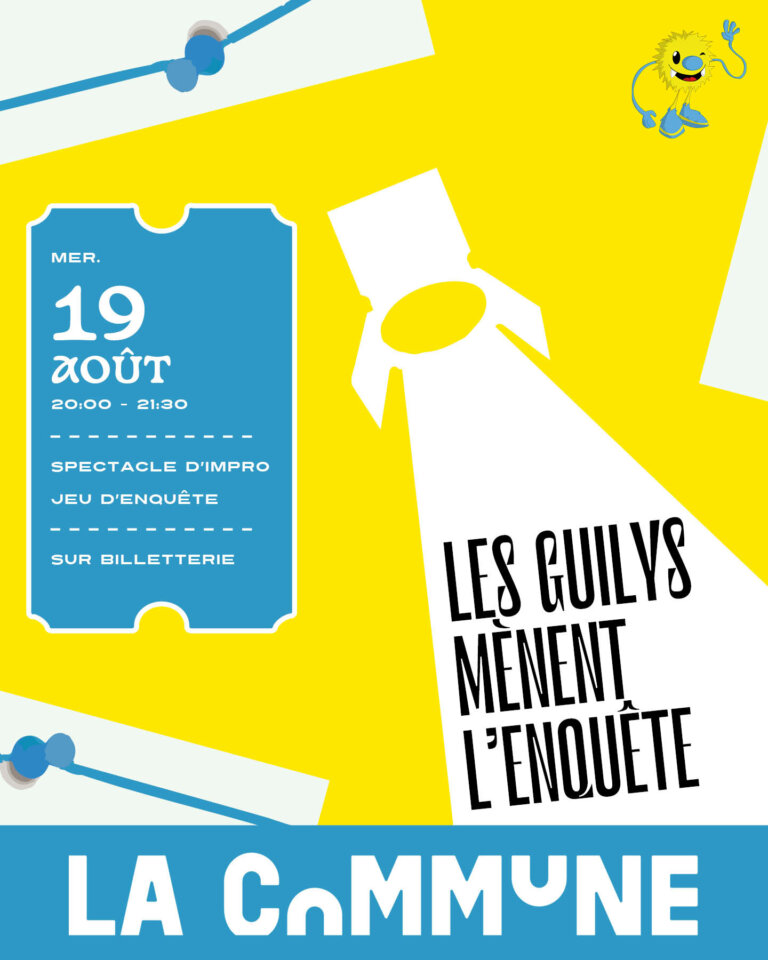 Découvrez Le Public mène l’enquête, un spectacle d’improvisation unique où vous devenez enquêteur. Choisissez le coupable et laissez Les Guily résoudre l’affaire !