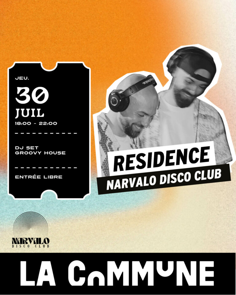 Narvalo Disco Club s'installe à La Commune pour une résidence estivale. Découvrez plusieurs DJ sets aux sonorités disco, house, funk et groovy. Entrée libre.