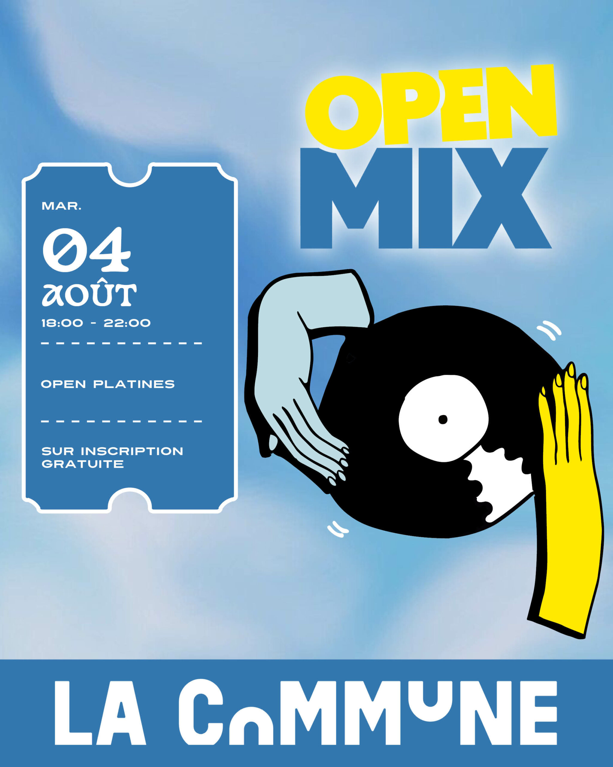 Envie de mixer devant un public ? Participez &agrave; l'Open Mix de La Commune le 4 ao&ucirc;t. Une soir&eacute;e DJ ouverte aux amateurs comme aux confirm&eacute;s. Inscription gratuite, entr&eacute;e libre.
